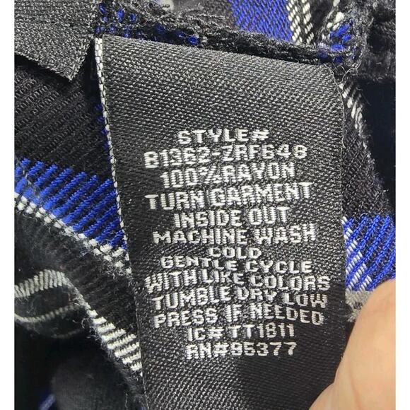 Anthropologie Shirt Womens Small Button Up Plaid Black Blue Sanctuary - Picture 9 of 12